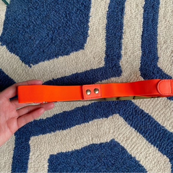 🧡 NEON ORANGE GOLD PLATE STUDDED STRETCHY BELT! - Picture 7 of 14